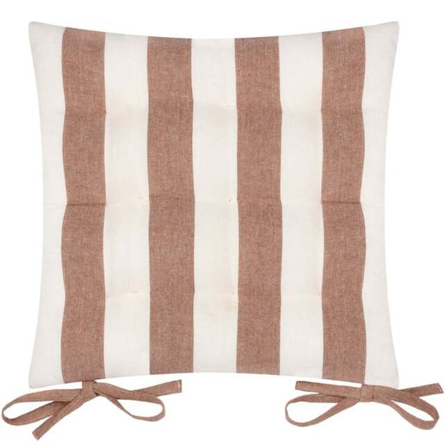 Yard Hayle Pecan Striped Cotton Seat Pad 40 x 40cm 2 Pack - Size: 40 x 40 x 1cm - Orange - Wilko - image 1