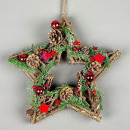 Shatchi Warm White LED Twig Star Shape Wreath Red 35cm - Size: 35 x 15 x 6cm - Multi - Wilko - thumbnail 3