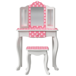 Teamson Kids Fashion Pink and White Polka Dot Prints Gisele Play Vanity Set - Size: 99.7 x 29.8 x 59.7cm - Wilko - thumbnail 3