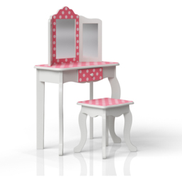 Teamson Kids Fashion Pink and White Polka Dot Prints Gisele Play Vanity Set - Size: 99.7 x 29.8 x 59.7cm - Wilko - thumbnail 5