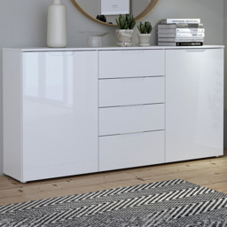 Florence Sienna 2 Door 4 Drawer White High Gloss Wide Cabinet - Furniture To Go - Wilko - thumbnail 1