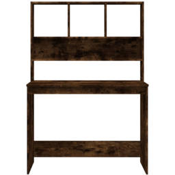 vidaXL 4 Shelf Computer Desk Smoked Oak - Size: 148 x 102 x 45cm - Brown - Wilko - thumbnail 5