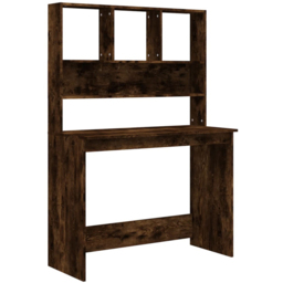 vidaXL 4 Shelf Computer Desk Smoked Oak - Size: 148 x 102 x 45cm - Brown - Wilko - thumbnail 3