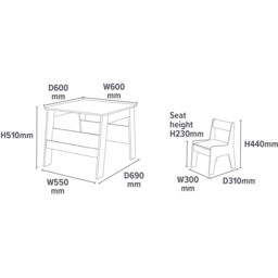 Liberty House Toys Kids Table and Chairs with Bookshelves - Size: 51 x 60 x 60cm - Wilko - thumbnail 7