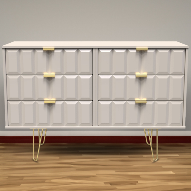 Crowndale Cube 6 Drawer Matt Kashmir Chest of Drawers Ready Assembled - Cream - Wilko - image 1
