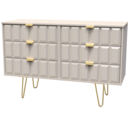 Crowndale Cube 6 Drawer Matt Kashmir Chest of Drawers Ready Assembled - Cream - Wilko - thumbnail 3