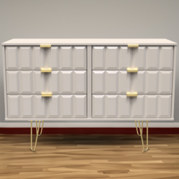 Crowndale Cube 6 Drawer Matt Kashmir Chest of Drawers Ready Assembled - Cream - Wilko - thumbnail 1