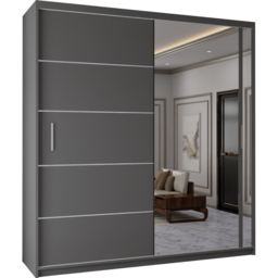 Sliding Wardrobes 4U 2 Sliding Door Grey Modern Single Side Mirrored Wardrobe 150cm - Size: 2 Door - Wilko - thumbnail 3