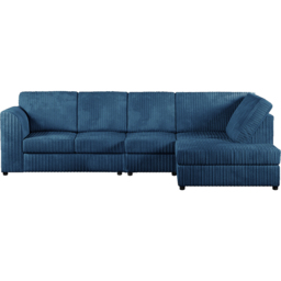 Luxor 4 Seater Marine Blue Jumbo Cord Right Hand Facing Full Back L Shaped Corner Sofa Set - Wilko - thumbnail 3