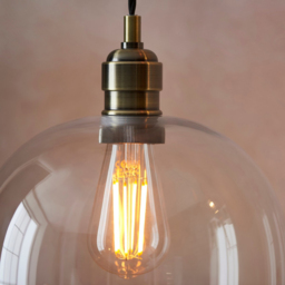 Merano Livorno Clear Glass Antique Brass Plate Large Pendant Ceiling Lamp - Size: 25 x 25 x 167.5cm - Brown - Wilko - thumbnail 5