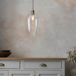 Merano Livorno Clear Glass Antique Brass Plate Large Pendant Ceiling Lamp - Size: 25 x 25 x 167.5cm - Brown - Wilko - thumbnail 7