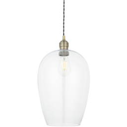 Merano Livorno Clear Glass Antique Brass Plate Large Pendant Ceiling Lamp - Size: 25 x 25 x 167.5cm - Brown - Wilko - thumbnail 4