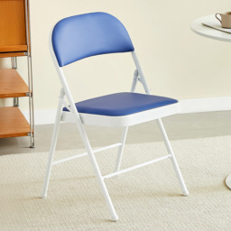 Set of 4 Blue Padded Folding Metal Dining Chairs - MCC - Wilko
