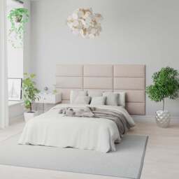 Aspire EasyMount Natural Saxon Twill Upholstered Wall Mounted Headboard Panels 8 Pack - Cream - Aspire Beds - Wilko