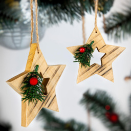 Shatchi Star Wooden Craft Hanging Christmas Decoration - Size: 120 x 120 x 15cm - Brown - Wilko - thumbnail 4