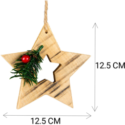 Shatchi Star Wooden Craft Hanging Christmas Decoration - Size: 120 x 120 x 15cm - Brown - Wilko - thumbnail 5