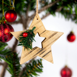Shatchi Star Wooden Craft Hanging Christmas Decoration - Size: 120 x 120 x 15cm - Brown - Wilko - thumbnail 3