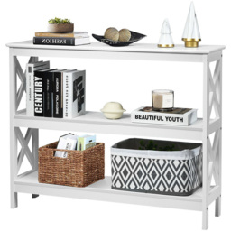 Costway 2 Shelf White Industrial Console Table - Size: 112 x 39 x 14cm - Wilko - thumbnail 4