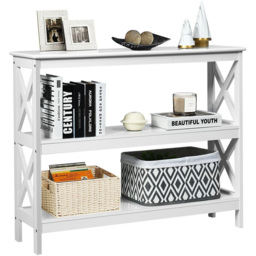 Costway 2 Shelf White Industrial Console Table - Size: 112 x 39 x 14cm - Wilko - thumbnail 6