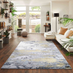 Desire Rugs Onyx Gold Living Room Abstract Area Rug 200 x 290cm - Wilko - thumbnail 3