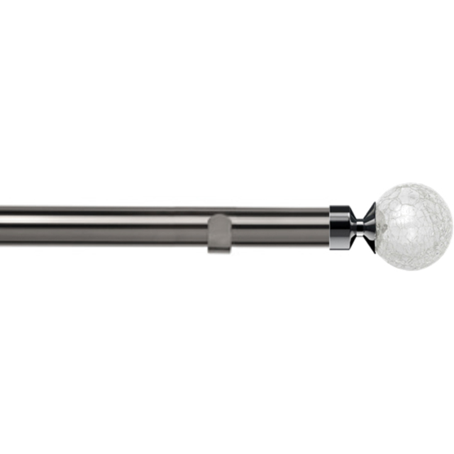 New Edge Blinds 100cm Fixed Length Polished Graphite Eyelet Metal Curtain Pole Set with Crash Finial - Wilko - image 1