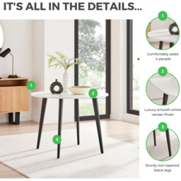 Furniturebox Kimmi Round Dining Table White and Black - Size: 4 Seater - Wilko - thumbnail 7