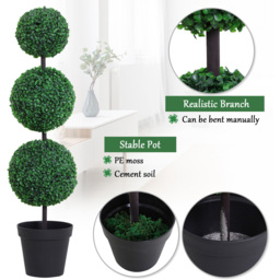 Outsunny Boxwood Ball Tree Artificial Plant In Pot 3.6ft 2 Pack - Size: 4ft - Multi - Wilko - thumbnail 6