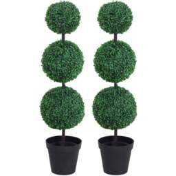 Outsunny Boxwood Ball Tree Artificial Plant In Pot 3.6ft 2 Pack - Size: 4ft - Multi - Wilko - thumbnail 1