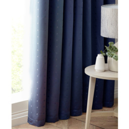 Alan Symonds Madison Navy Ring Top Curtain 168 x 137cm - Size: W 168 x D 137cm - Blue - Wilko - thumbnail 4