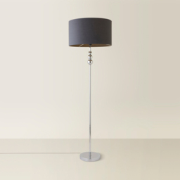 ValueLights Marissa Reni Charcoal Grey Shade and Chrome Ball LED Floor Lamp - Size: 145 x 45 x 45cm - Silver - Wilko - thumbnail 6