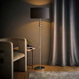 ValueLights Marissa Reni Charcoal Grey Shade and Chrome Ball LED Floor Lamp - Size: 145 x 45 x 45cm - Silver - Wilko - thumbnail 7