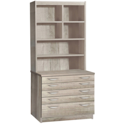 R White Cabinets 5 Drawer 6 Shelf A2 Plan Grey Chest of Drawers with Hutch - Wilko - thumbnail 3