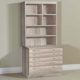 R White Cabinets 5 Drawer 6 Shelf A2 Plan Grey Chest of Drawers with Hutch - Wilko - thumbnail 1