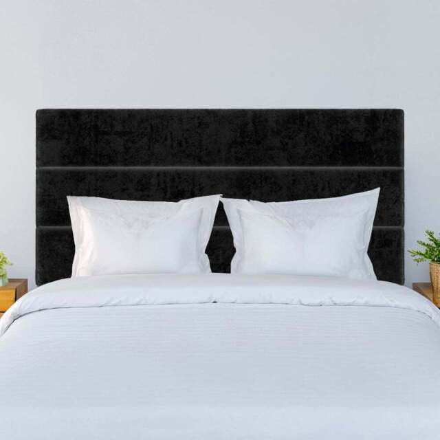 Bedmaster King Size Black Naples Velvet Milan Lined Headboard - Wilko - image 1