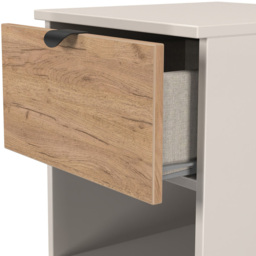 Crowndale Bora 2 Drawer Single Shelf Gold Oak and Kashmir Bedside Cabinet - Cream - Wilko - thumbnail 6