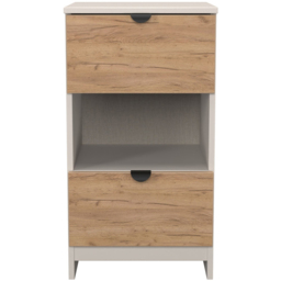 Crowndale Bora 2 Drawer Single Shelf Gold Oak and Kashmir Bedside Cabinet - Cream - Wilko - thumbnail 3