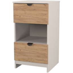 Crowndale Bora 2 Drawer Single Shelf Gold Oak and Kashmir Bedside Cabinet - Cream - Wilko - thumbnail 5
