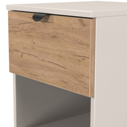 Crowndale Bora 2 Drawer Single Shelf Gold Oak and Kashmir Bedside Cabinet - Cream - Wilko - thumbnail 7