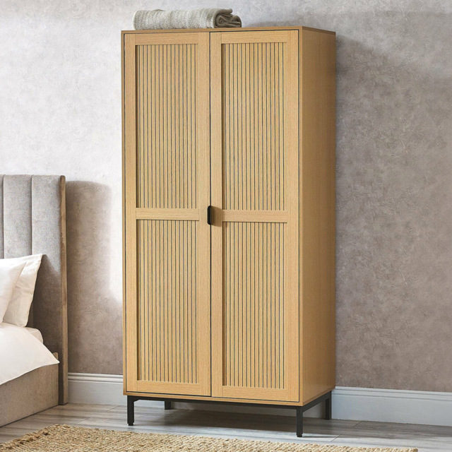 Julian Bowen Sia 2 Door Warm Wood Wardrobe - Brown - Wilko - image 1