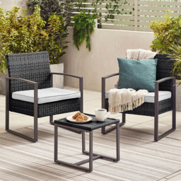 Furniturebox Seville 2 Seater Bistro Set Black - Wilko - thumbnail 1