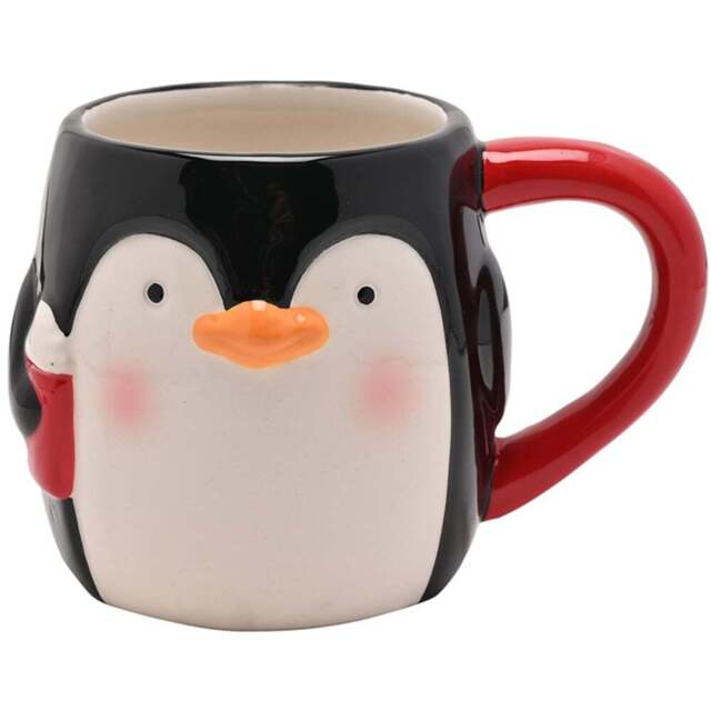 The Seasonal Gift Co. Santa & Friends Penguin Ceramic Mug Small - Size: 9 x 12 x 8.5cm - Black - Wilko - image 1