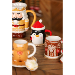 The Seasonal Gift Co. Santa & Friends Penguin Ceramic Mug Small - Size: 9 x 12 x 8.5cm - Black - Wilko - thumbnail 4