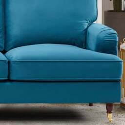 Woodbury 3 Seater Teal Velvet Sofa - Blue - Artemis Home - Wilko - thumbnail 4