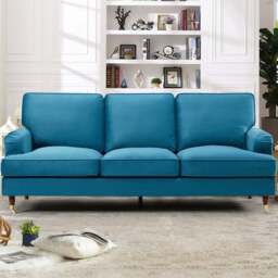 Woodbury 3 Seater Teal Velvet Sofa - Blue - Artemis Home - Wilko