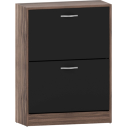 VIDA DESIGNS Walnut and Black 2 Drawer Shoe Cabinet - Size: 80 x 60 x 24cm - Multi - Wilko - thumbnail 3