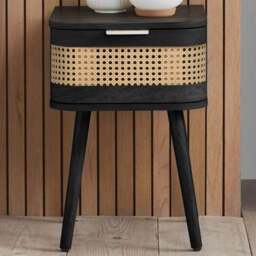 Birlea Noah Single Drawer Black Rattan Bedside Table - Wilko - thumbnail 1