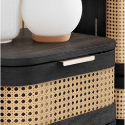 Birlea Noah Single Drawer Black Rattan Bedside Table - Wilko - thumbnail 7