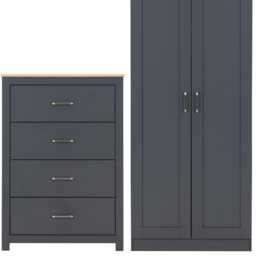 Seconique Portland Grey and Oak Effect 3 Piece Bedroom Furniture Set - Wilko - thumbnail 3