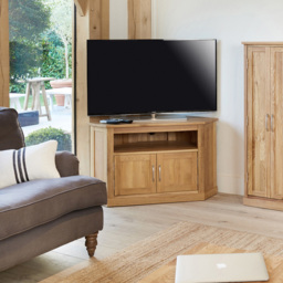 Baumhaus Mobel 2 Door Oak Corner TV Cabinet - Brown - Wilko - thumbnail 4