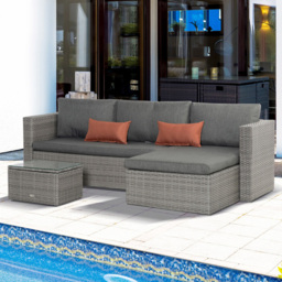 Outsunny 4 Seater Grey Rattan Corner Lounge Set - Wilko - thumbnail 1
